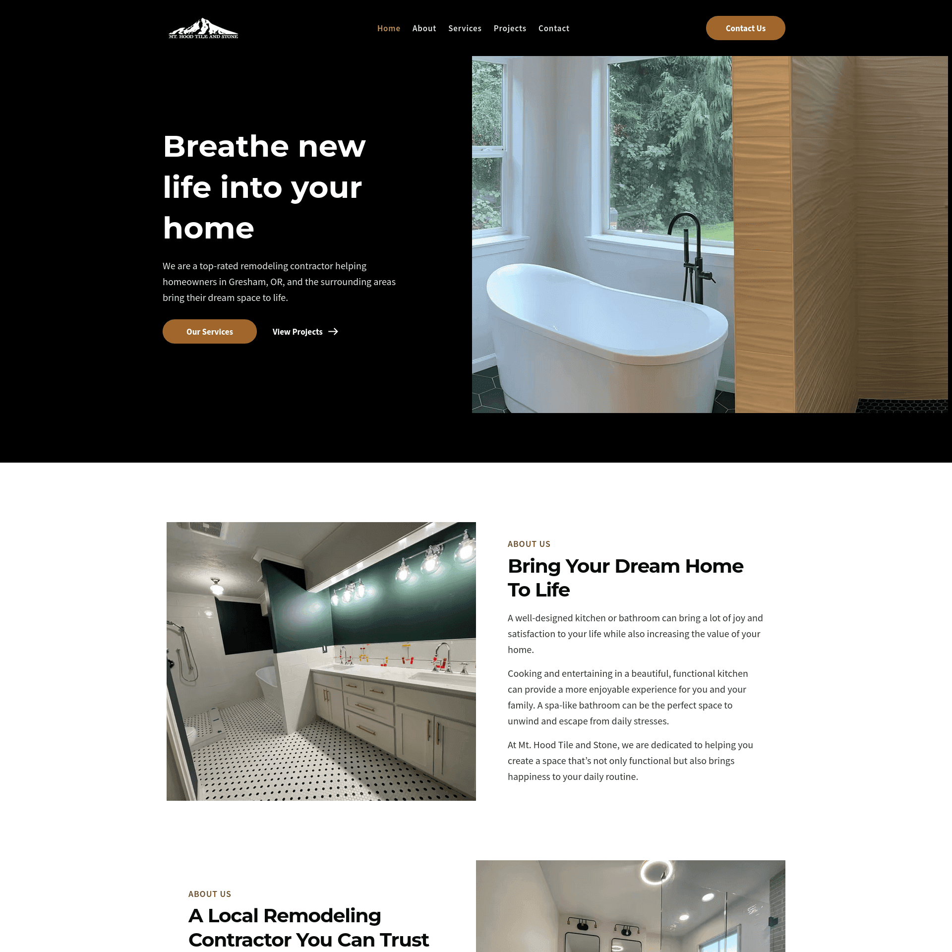 Website for Mt. Hood Tile and Stone